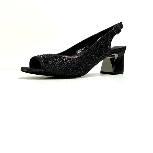 Django & Juliette -Jukes Shimmer Slingback Sandals - Black