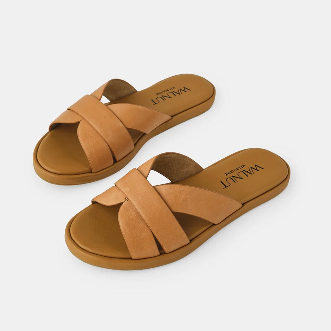 Walnut - Lola Leather Slide Coconut Tan