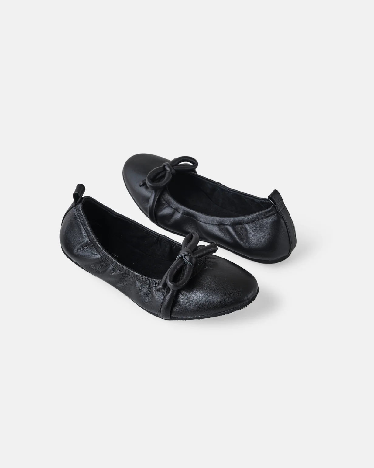 Walnut - Anthea Leather Ballet - Black