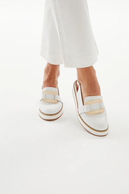 Alfie & Evie - Quavo White Wedged Platform Loafer