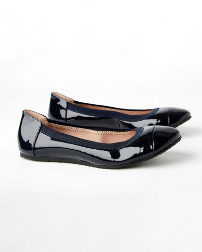 Walnut - Ava Patent Ballet Navy