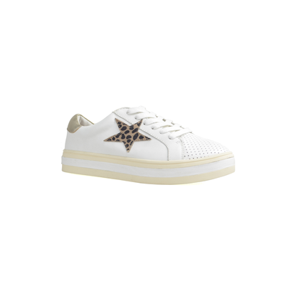 Alfie & Evie - Pixie Tennis Sneaker - White Brown Animal