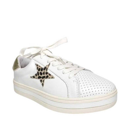 Alfie & Evie - Pixie Tennis Sneaker - White Brown Animal